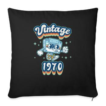1970 Anniversaire Né En 1970 Rétro Vintage - Housse de coussin décorative 45 x 45 cm - noir - Devant