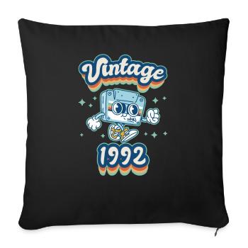 1992 Vintage anniversaire rétro Vintage cadeau - Housse de coussin décorative 45 x 45 cm - noir - Devant