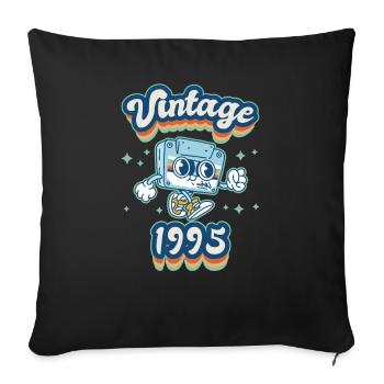 1995 Anniversaire Né En 1995 Rétro Millésime - Housse de coussin décorative 45 x 45 cm - noir - Devant