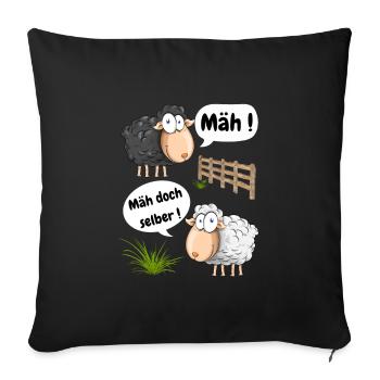 Bêler! Pourquoi ne pas tondre un motif amusant avec des moutons - Housse de coussin décorative 45 x 45 cm - noir - Devant
