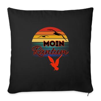 Moin Rantum avec mouette dans le style rétro Sylt-Rantum - Housse de coussin décorative 45 x 45 cm - noir - Devant