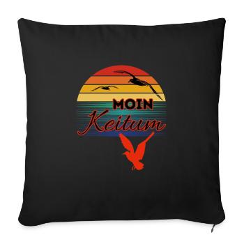 Moin Keitum avec mouette dans le style rétro-Sylt-Keitum - Housse de coussin décorative 45 x 45 cm - noir - Devant