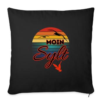 Moin Sylt avec mouette dans le style rétro Island Sylt - Housse de coussin décorative 45 x 45 cm - noir - Devant