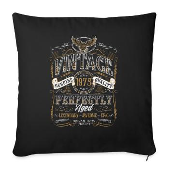 50e anniversaire 50 ans Né 1975 Homme Femme - Housse de coussin décorative 45 x 45 cm - noir - Devant