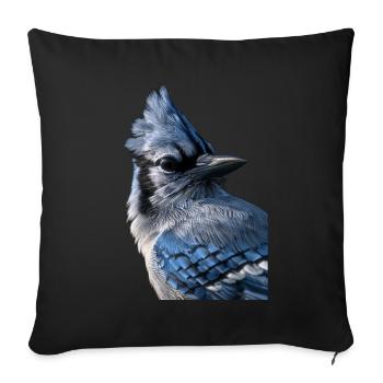 Blue jay - Sofa pillowcase 17,3'' x 17,3'' (45 x 45 cm) - black - Front