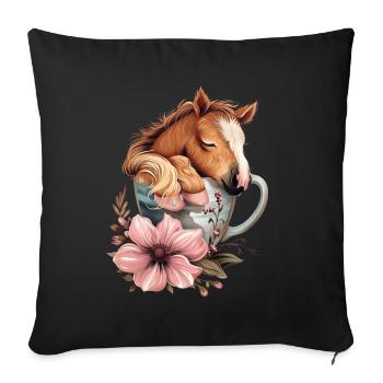 Pferd - Sofakissenbezug 45 x 45 cm - Schwarz - Vorne