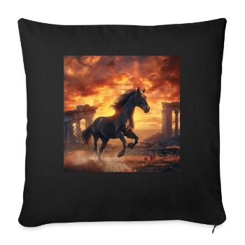 Pferd - Sofakissenbezug 45 x 45 cm - Schwarz - Vorne