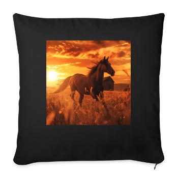 Pferd - Sofakissenbezug 45 x 45 cm - Schwarz - Vorne