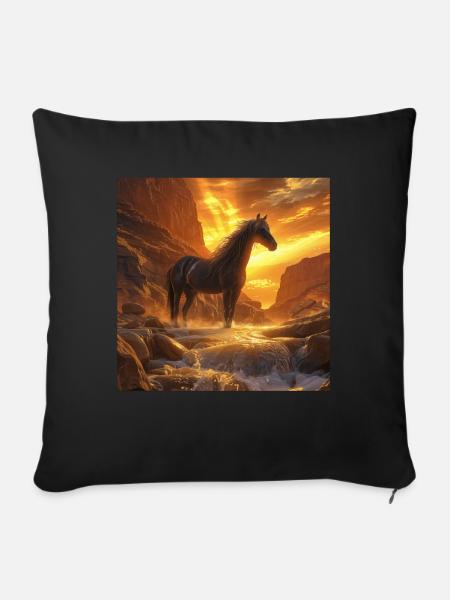 Pferd - Sofakissenbezug 45 x 45 cm - Schwarz