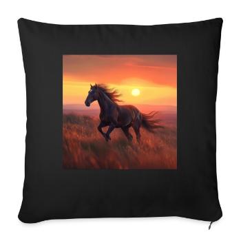 Pferd - Sofakissenbezug 45 x 45 cm - Schwarz - Vorne