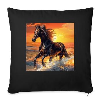 Pferd - Sofakissenbezug 45 x 45 cm - Schwarz - Vorne