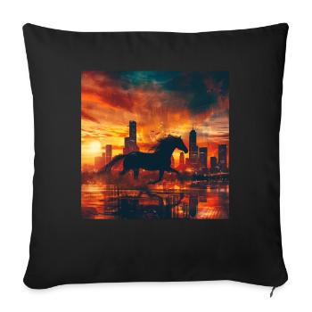 Pferd - Sofakissenbezug 45 x 45 cm - Schwarz - Vorne