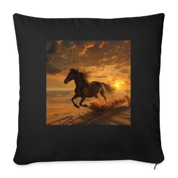 Horse - Sofa pillowcase 17,3'' x 17,3'' (45 x 45 cm) - black - Front
