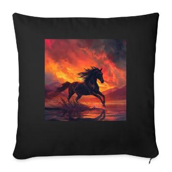 Pferd - Sofakissenbezug 45 x 45 cm - Schwarz - Vorne