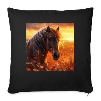 Cheval - Housse de coussin décorative 45 x 45 cm - noir - Devant