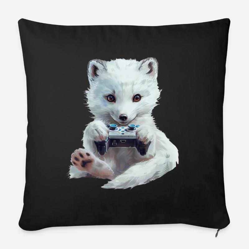 Polarfuchs - Sofakissenbezug 45 x 45 cm - Schwarz