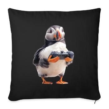 Macareux - Housse de coussin décorative 45 x 45 cm - noir - Devant