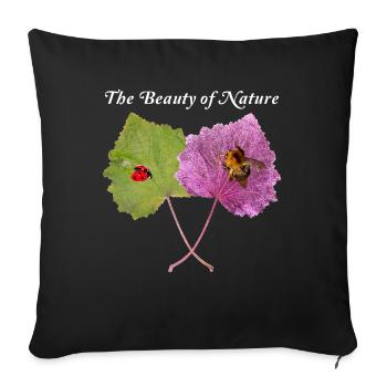 Grün lila Blatt, Hummel, Marienkäfer, Natürlich - Sofakissenbezug 45 x 45 cm - Schwarz - Vorne