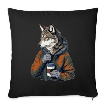 Loup - Housse de coussin décorative 45 x 45 cm - noir - Devant