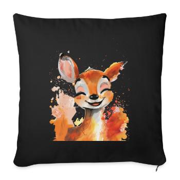 Roe deer - Sofa pillowcase 17,3'' x 17,3'' (45 x 45 cm) - black - Front