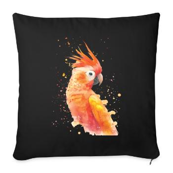 Parrot - Sofa pillowcase 17,3'' x 17,3'' (45 x 45 cm) - black - Front