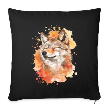 Wolf - Sofakissenbezug 45 x 45 cm - Schwarz - Vorne