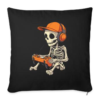 Skelett Halloween Gamer Gaming Junge Kinder Boy - Sofakissenbezug 45 x 45 cm - Schwarz - Vorne