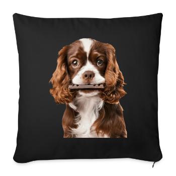 Cavalier King Spaniel - Sofakissenbezug 45 x 45 cm - Schwarz - Vorne
