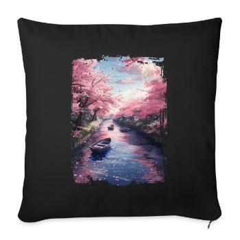 Japon - Housse de coussin décorative 45 x 45 cm - noir - Devant