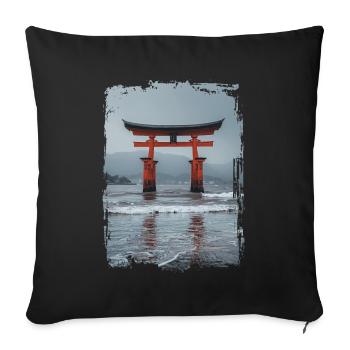 Japon - Housse de coussin décorative 45 x 45 cm - noir - Devant