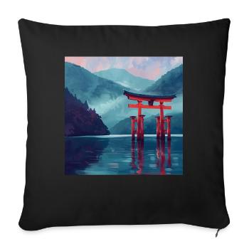 Japon - Housse de coussin décorative 45 x 45 cm - noir - Devant