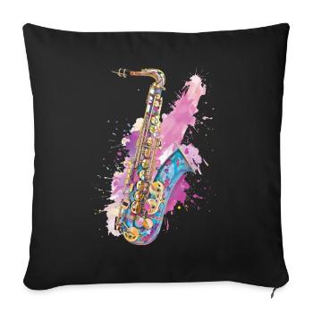 Saxophone - Sofa pillowcase 17,3'' x 17,3'' (45 x 45 cm) - black - Front