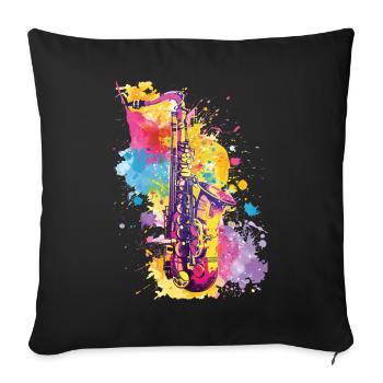 Saxophone - Sofa pillowcase 17,3'' x 17,3'' (45 x 45 cm) - black - Front