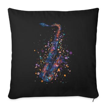 Saxophone - Sofa pillowcase 17,3'' x 17,3'' (45 x 45 cm) - black - Front