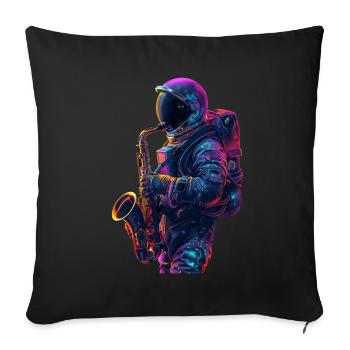 Saxophone astronaute - Housse de coussin décorative 45 x 45 cm - noir - Devant