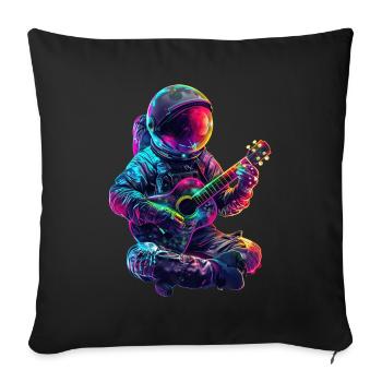 Ukulélé astronaute - Housse de coussin décorative 45 x 45 cm - noir - Devant