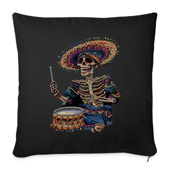 Tambours squelettes mexicains - Housse de coussin décorative 45 x 45 cm - noir - Devant