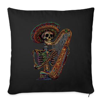 Harpe Squelette Mexicain - Housse de coussin décorative 45 x 45 cm - noir - Devant