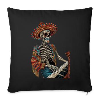 Piano Squelette Mexicain - Housse de coussin décorative 45 x 45 cm - noir - Devant