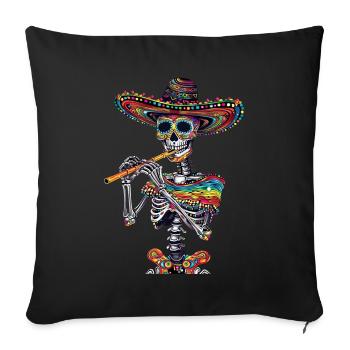 Flute Mexican Skeleton - Sofa pillowcase 17,3'' x 17,3'' (45 x 45 cm) - black - Front