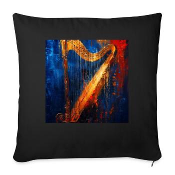 Harfe - Sofakissenbezug 45 x 45 cm - Schwarz - Vorne