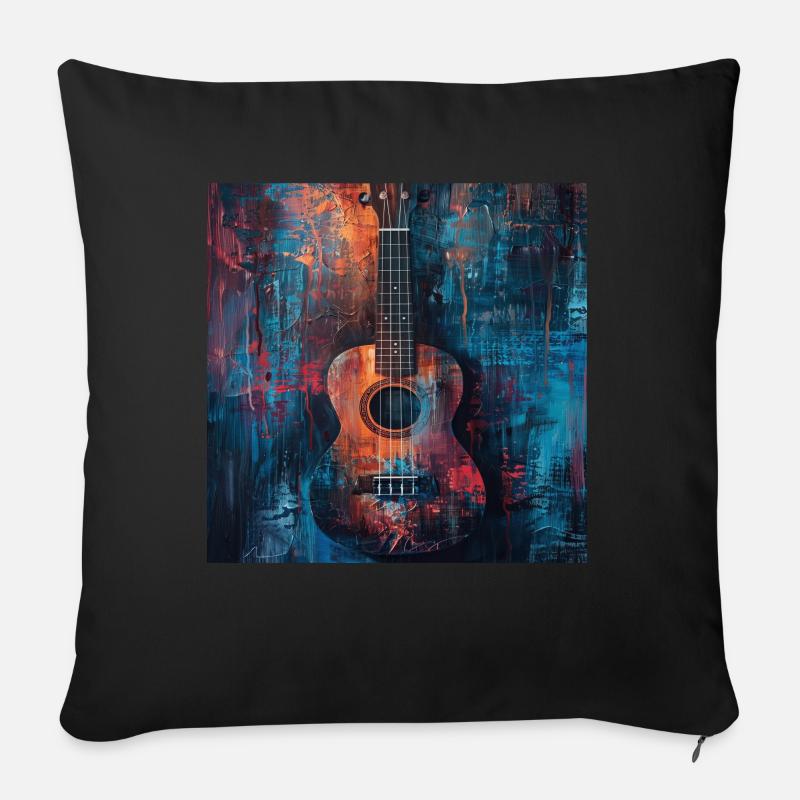 Ukulele - Sofakissenbezug 45 x 45 cm - Schwarz