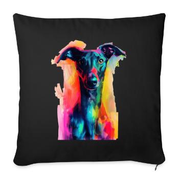 Windhund - Sofakissenbezug 45 x 45 cm - Schwarz - Vorne