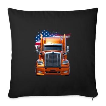 Camion américain avec drapeau américain - Chauffeur/Camionneur - Housse de coussin décorative 45 x 45 cm - noir - Devant