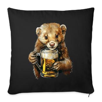 Wiesel Bier - Sofakissenbezug 45 x 45 cm - Schwarz - Vorne