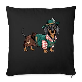 Teckel bavarois Chemise rouge blanche Costume traditionnel Bavière - Housse de coussin décorative 45 x 45 cm - noir - Devant
