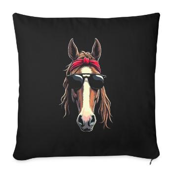 Amateur de chevaux Fier propriétaire d’un Gentle Haflinger - Housse de coussin décorative 45 x 45 cm - noir - Devant