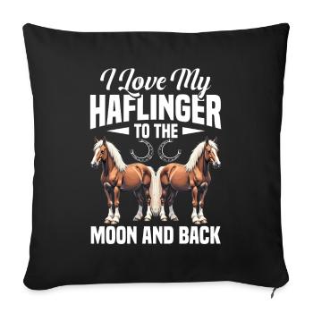 Haflinger lune et dos cheval propriétaire Riding Hafling - Housse de coussin décorative 45 x 45 cm - noir - Devant