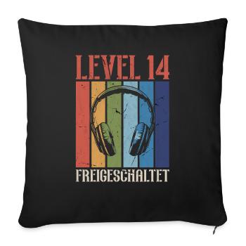 14. Geburtstag 14 Jahre Level 14 Video Gamer - Sofakissenbezug 45 x 45 cm - Schwarz - Vorne