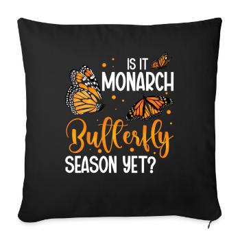 Entomologie Insecte Plante d’asclépiade Monarque Papillon - Housse de coussin décorative 45 x 45 cm - noir - Devant